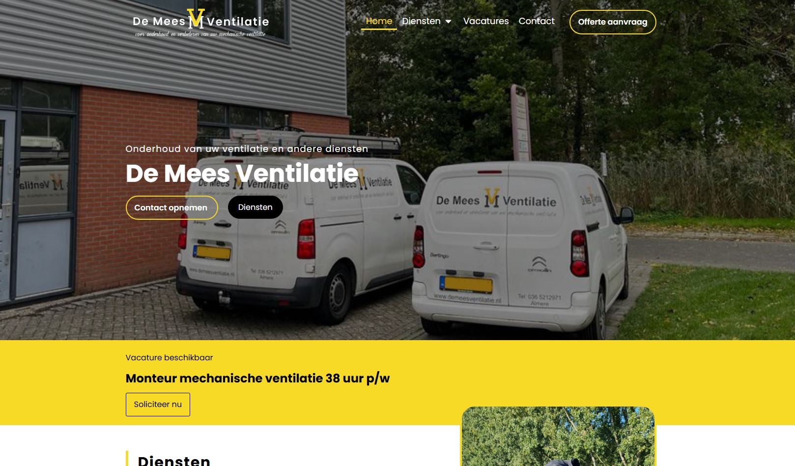 De Mees Ventilatie website